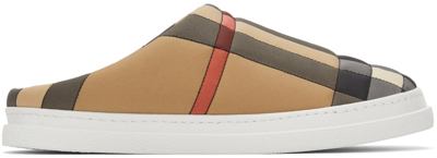 Shop Burberry Beige Vintage Check Slippers In Archive Bei