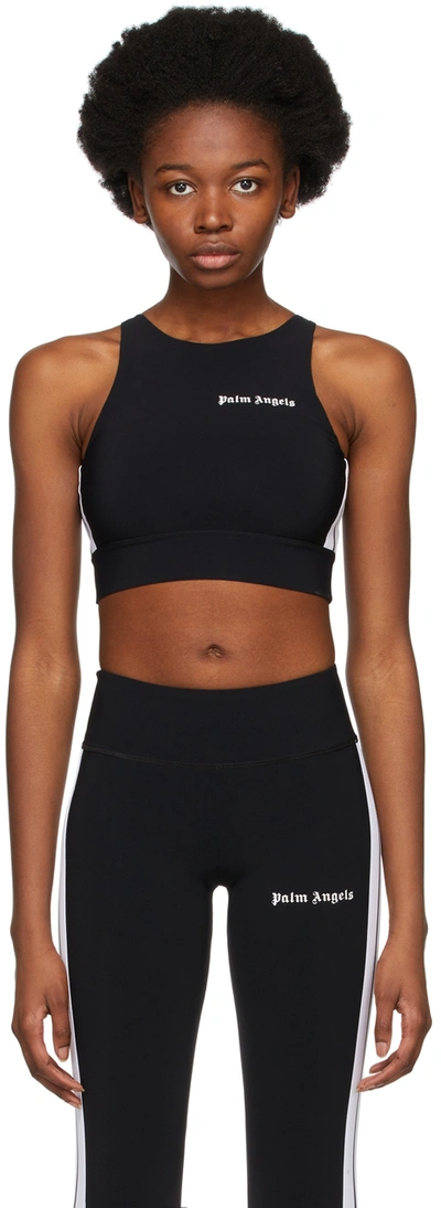 Shop Palm Angels Black & White Training Sport Top In Black White