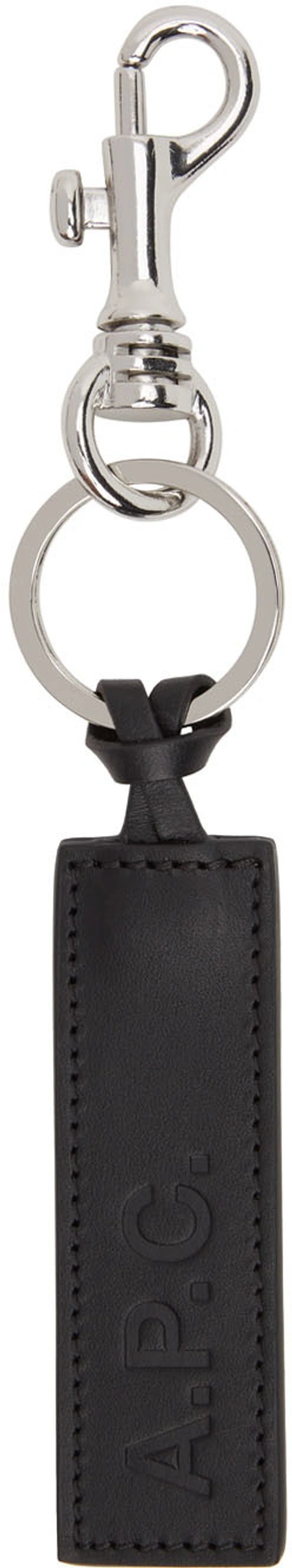 Shop Apc Black 'a.p.c.' Key Ring In Lzz Black