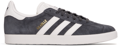 Shop Adidas Originals Grey Gazelle Sneakers In Dgh Solid Grey/white