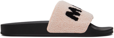 Shop Marni Pink Terrycloth Slides In Zl256 Tan+black