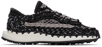 Shop Valentino Black Crochet Sneakers In Nero-grey/bianco-ner