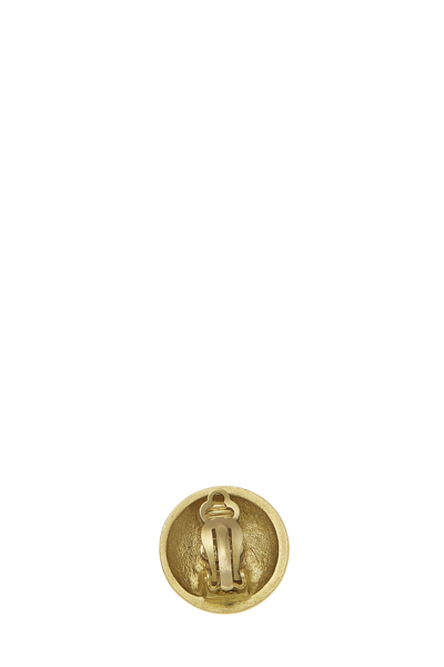 Pre-owned Chanel Gold Quilted 'cc' Round Earrings