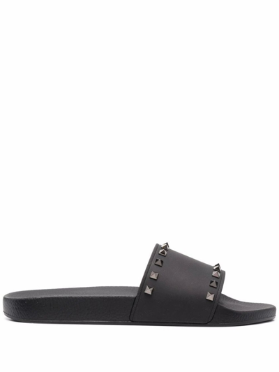 Shop Valentino Black Plastic Sandals