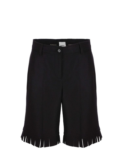 Shop Burberry Black Wool Shorts