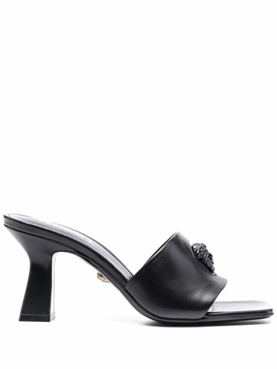 Shop Versace Black Leather Sandals