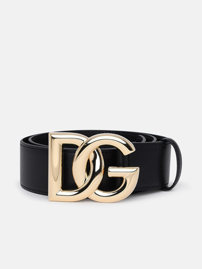 Shop Dolce & Gabbana Black Leather Logoed Belt