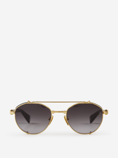 Shop Balmain Eyewear Pilot Frame Sunglasses In Black