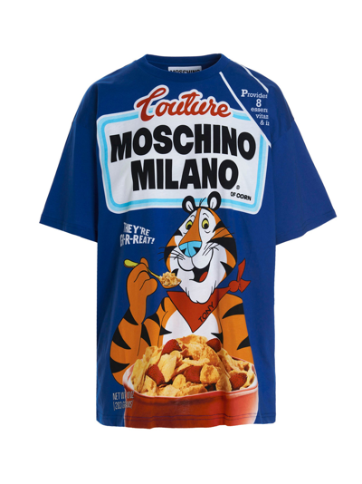 Shop Moschino Graphic Printed Crewneck T In Blue