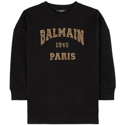 Shop Balmain Black Golden Logo Sweatshirt