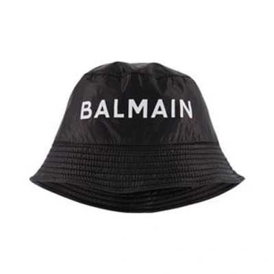 Shop Balmain Black Logo Bucket Hat