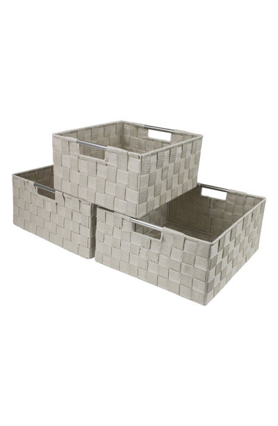 Shop Sorbus Weave 3-piece Stacking Basket Set In Beige