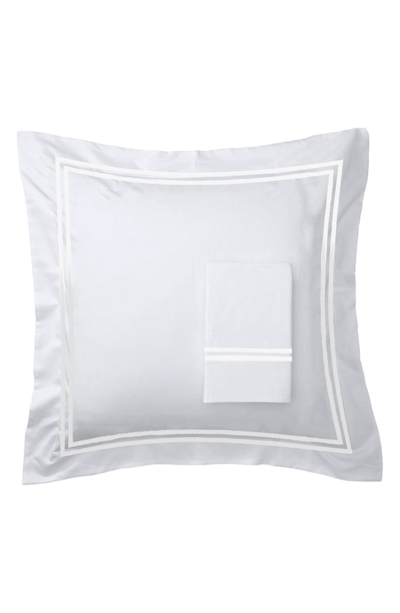MELANGE HOME MELANGE HOME WHITE DOUBLE STRIPE EMBROIDERED 600 THREAD COUNT 100% COTTON 26" SQUARE PILLOW SHAM 