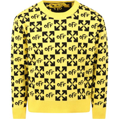 Shop Off-white Yellow Sweat For Boy With Black Logo