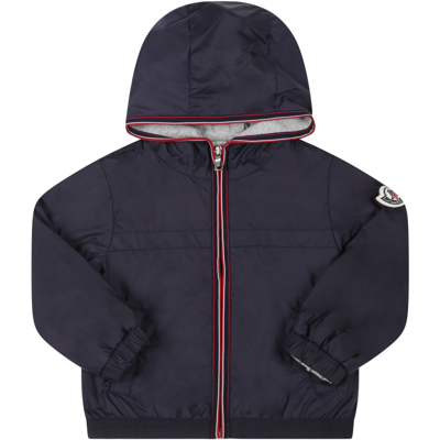 Shop Moncler Blue Anton Jacket For Babykids With Patch Logo