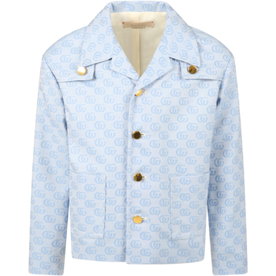 Shop Gucci Light-blue Jacket For Boy In Light Blue