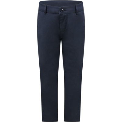 Shop Dondup Blue Trousers For Boy With Patch Logo