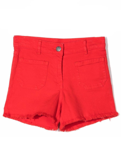 Shop Stella Mccartney Red Stretch-cotton Shorts In Rosso