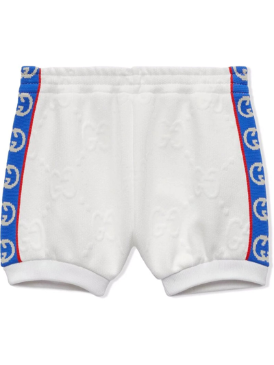 Shop Gucci Baby Gg Cotton Jacquard Shorts In Bianco