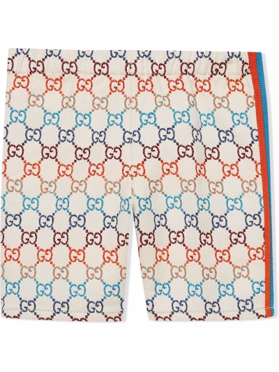 Shop Gucci Baby Gg Cotton Jacquard Trousers In Multicolor