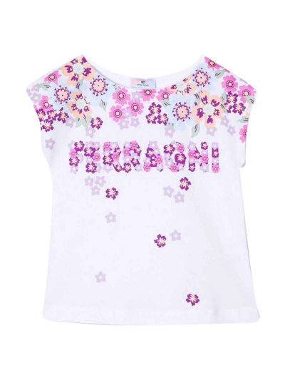 Shop Chiara Ferragni T-shirt A Fiori Bambina In Rosa