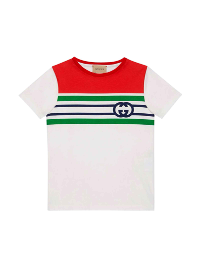 Shop Gucci White Newborn T-shirt In Bianco/rosso
