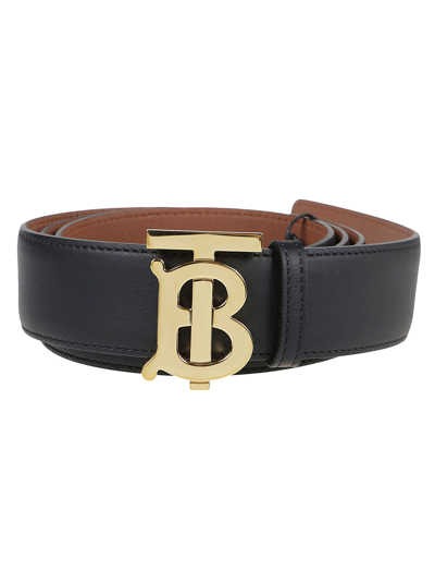 Shop Burberry Tb Reversible Belt In Black/ Malt Brown