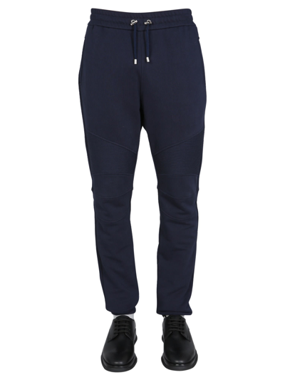 Shop Balmain Regular Fit Jogging Trousers In Blu