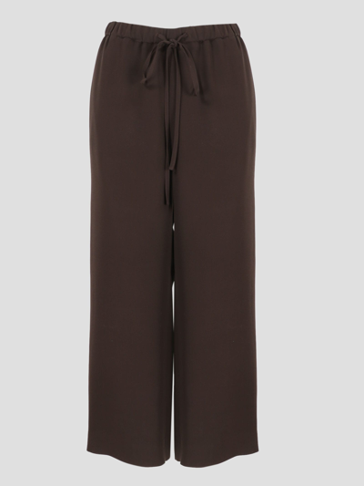 Shop Valentino Cropped Wide Pants In Brown