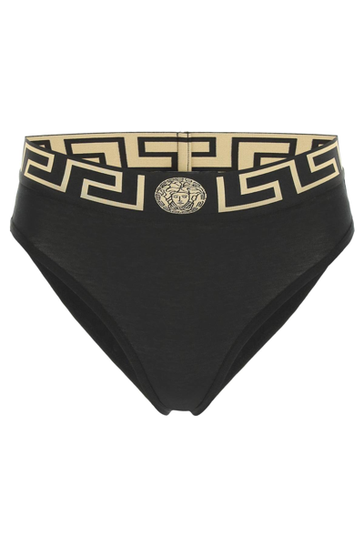 Shop Versace High-waisted Underwear Briefs In Nero (black)