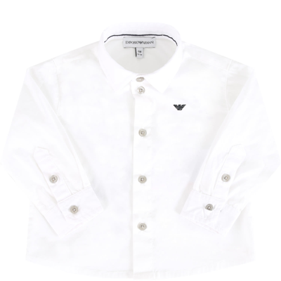 Shop Armani Collezioni White Skirt For Babyboy With Blue Eagle