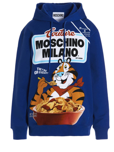 Shop Moschino Hoodie In Blue