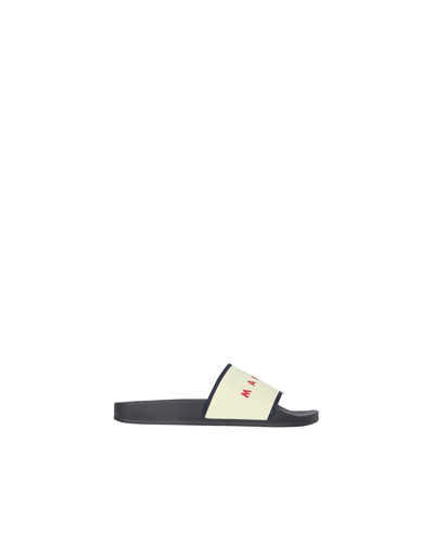 Shop Marni Slide Sandals With Logo In Powder Pink