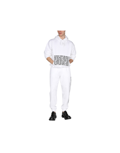 Shop Helmut Lang Jogging Pants With Logo Box In White