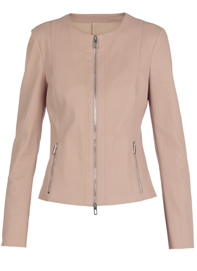 Shop Drome Leather Jacket In Pink Powder