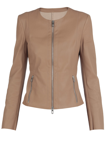 Shop Drome Leather Jacket In Nude Clay