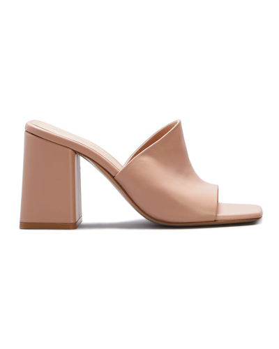 Shop Gianvito Rossi Wynn Lambskin Block-heel Mule Sandals In Peach