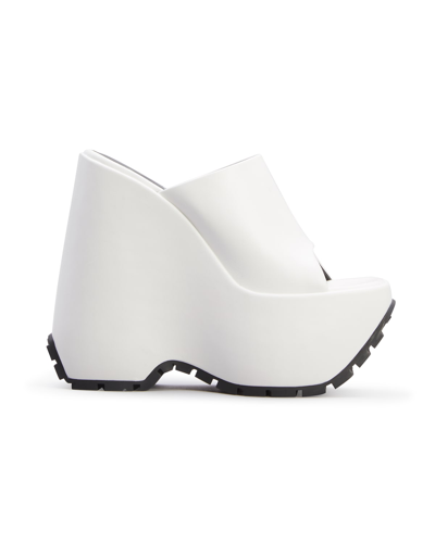 Shop Versace Medusa Leather Platform Mule Sandals In Bianco Ottico