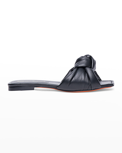 Shop Santoni Freeze Knot Flat Slide Sandals In Black