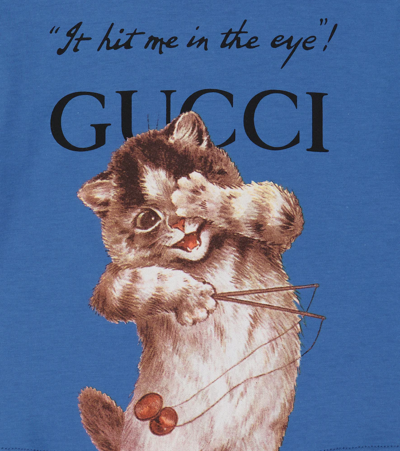 Shop Gucci Baby Printed Cotton T-shirt In Avio/mc