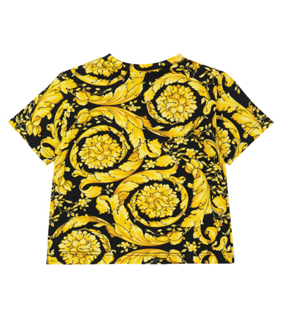 Versace Baroque-print Cotton T-shirt In Nero+oro