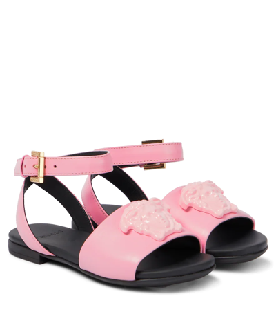 Shop Versace Medusa Leather Sandals In Candy-oro