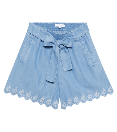 Shop Chloé Chambray Shorts In Blue