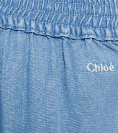 Shop Chloé Chambray Shorts In Blue