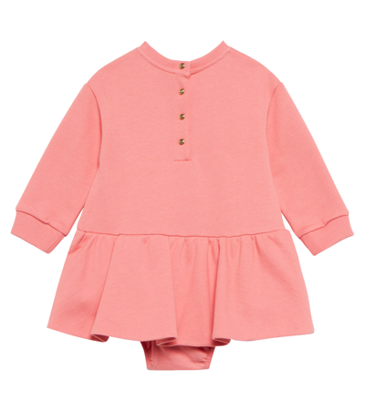 Shop Balmain Baby Logo Cotton Sweatshirt Dress In 533-corallo