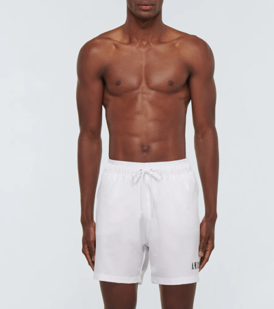 Shop Amiri Logo Swim Shorts In White