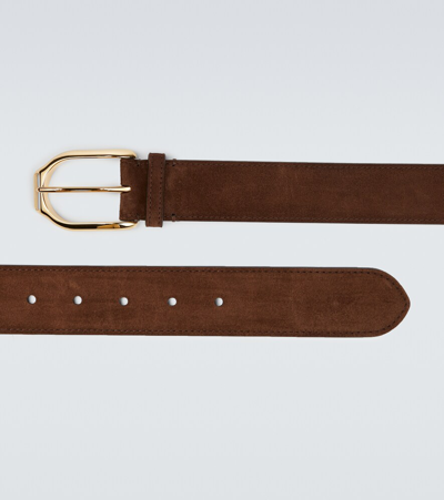 Shop Ralph Lauren Purple Label Suede Belt In English Brown