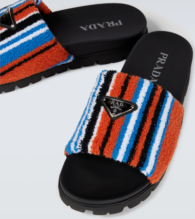Prada Furry Slides In Arancio