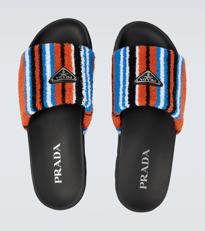 Prada Furry Slides In Arancio