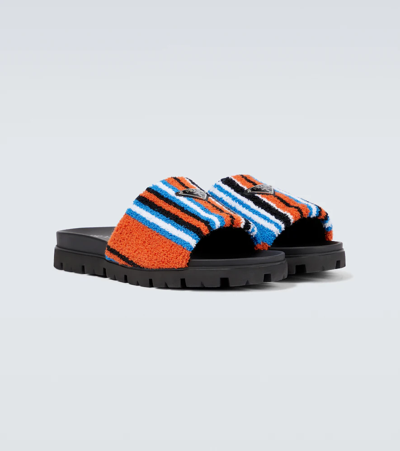 Prada Furry Slides In Arancio